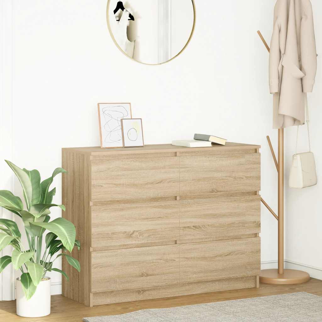 Buffet chêne sonoma 100x35x76 cm bois d'ingénierie - XIOS
