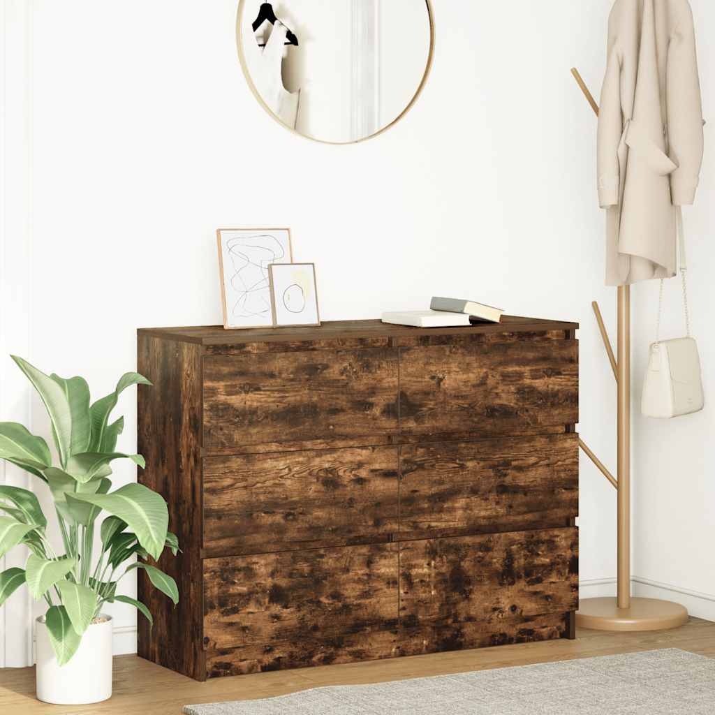 Buffet chêne fumé 100x35x76 cm bois d'ingénierie - XIOS
