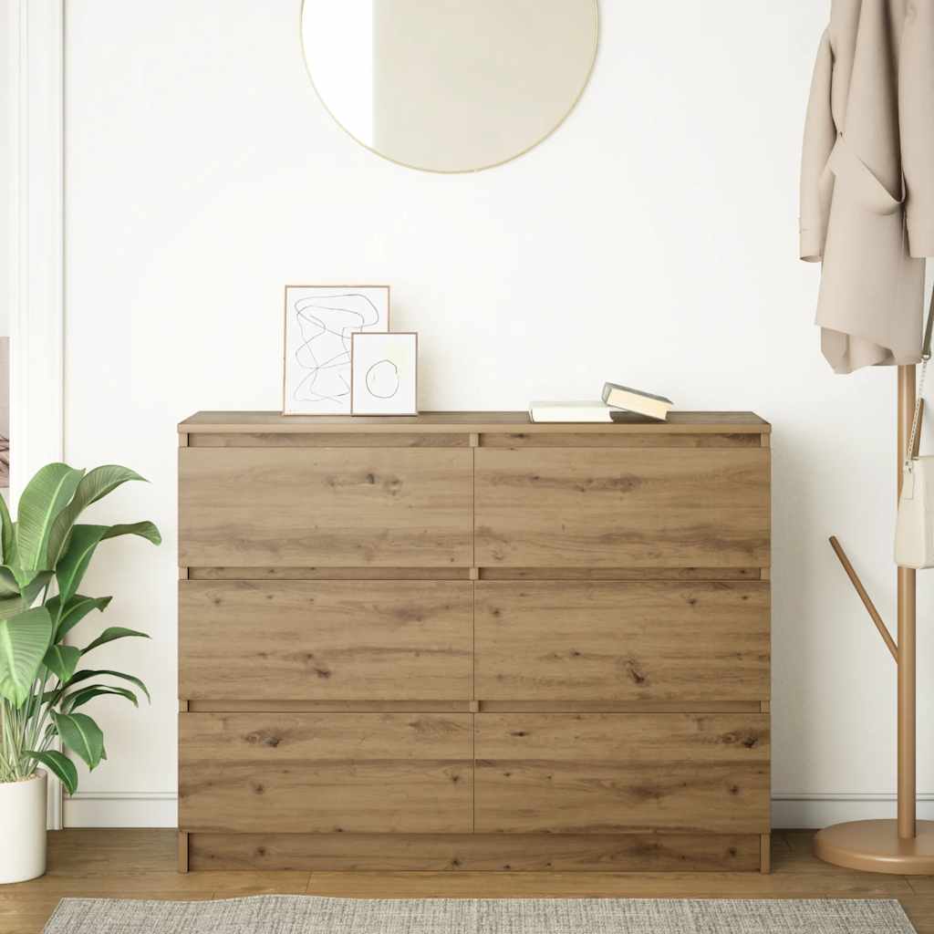 Buffet chêne artisanal 100x35x76 cm bois d'ingénierie - XIOS