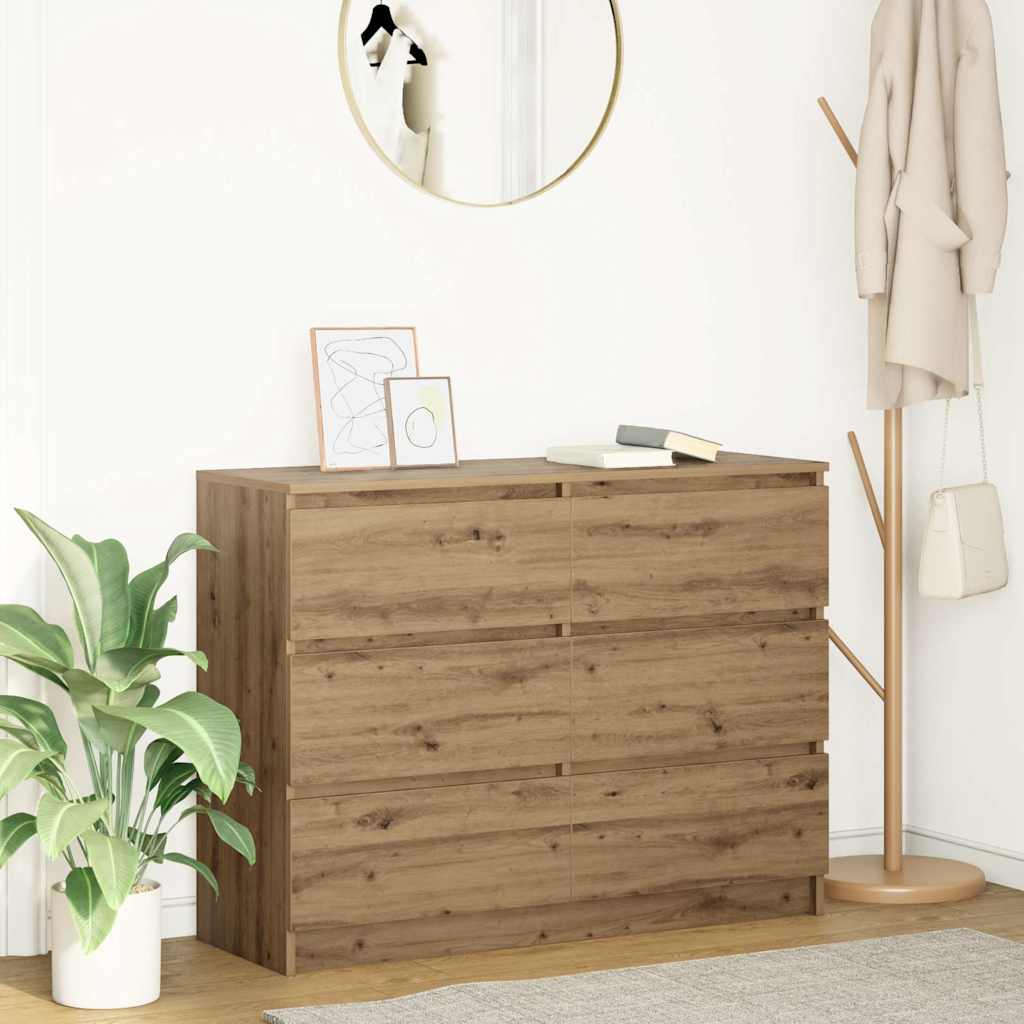 Buffet chêne artisanal 100x35x76 cm bois d'ingénierie - XIOS