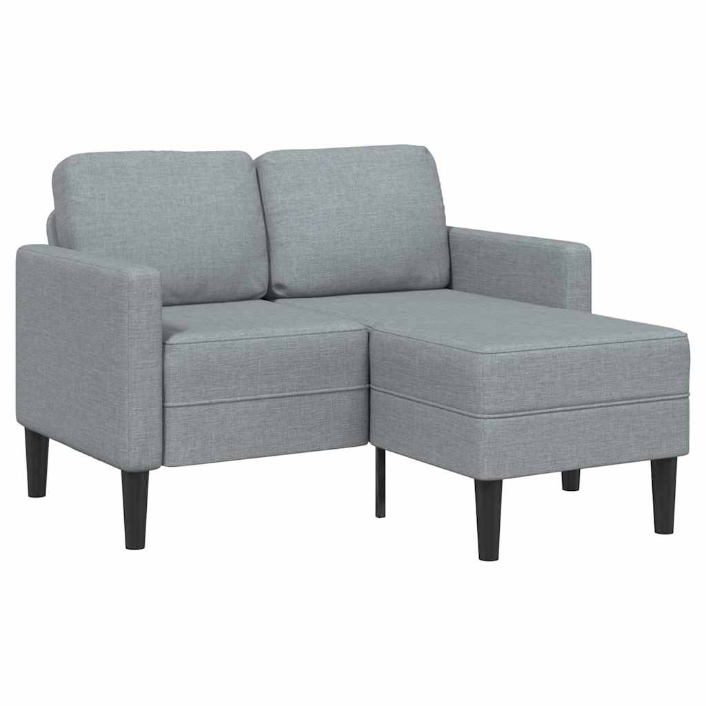 Canapé 2 places avec méridienne en L gris clair 125 cm tissu - XIOS