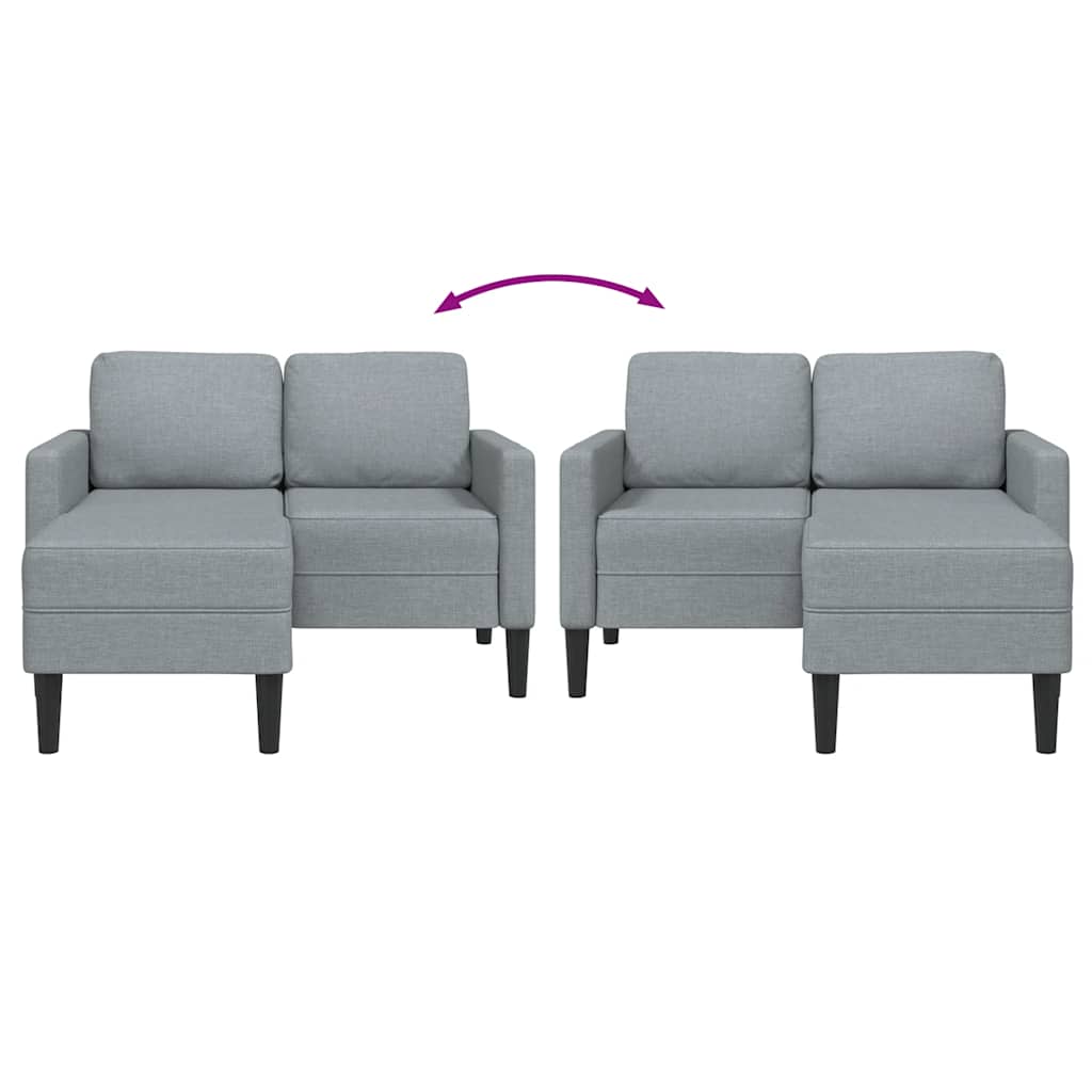 Canapé 2 places avec méridienne en L gris clair 125 cm tissu - XIOS
