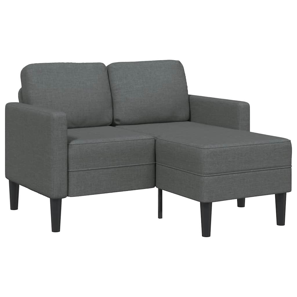 Canapé 2 places avec méridienne en L gris foncé 125 cm tissu - XIOS