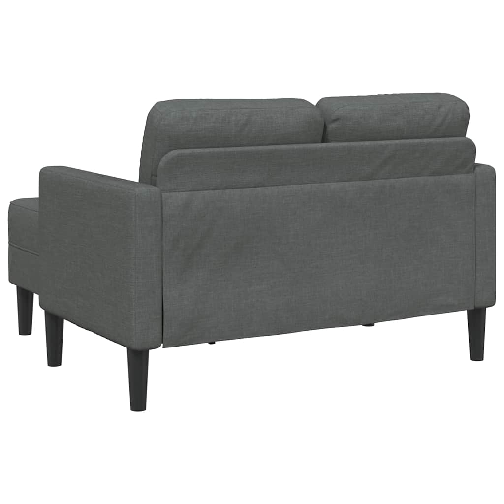 Canapé 2 places avec méridienne en L gris foncé 125 cm tissu - XIOS