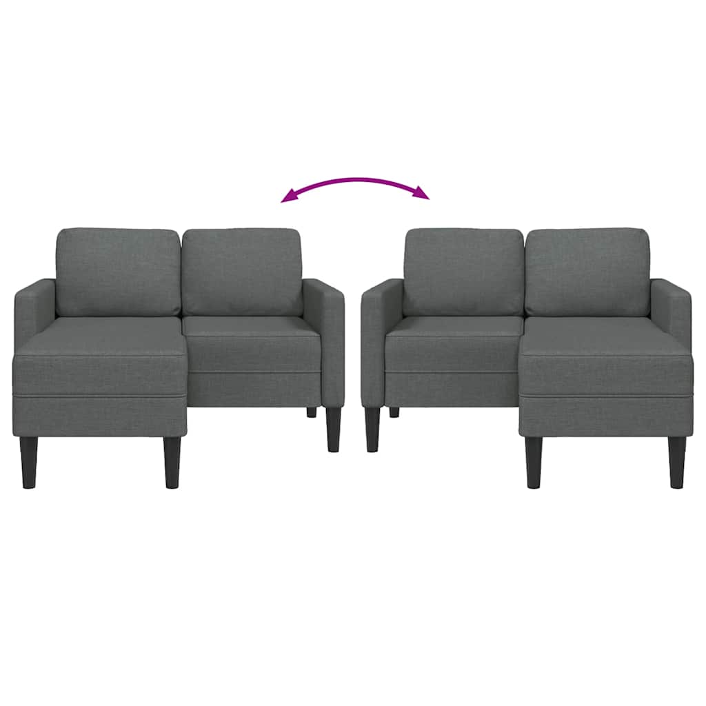 Canapé 2 places avec méridienne en L gris foncé 125 cm tissu - XIOS