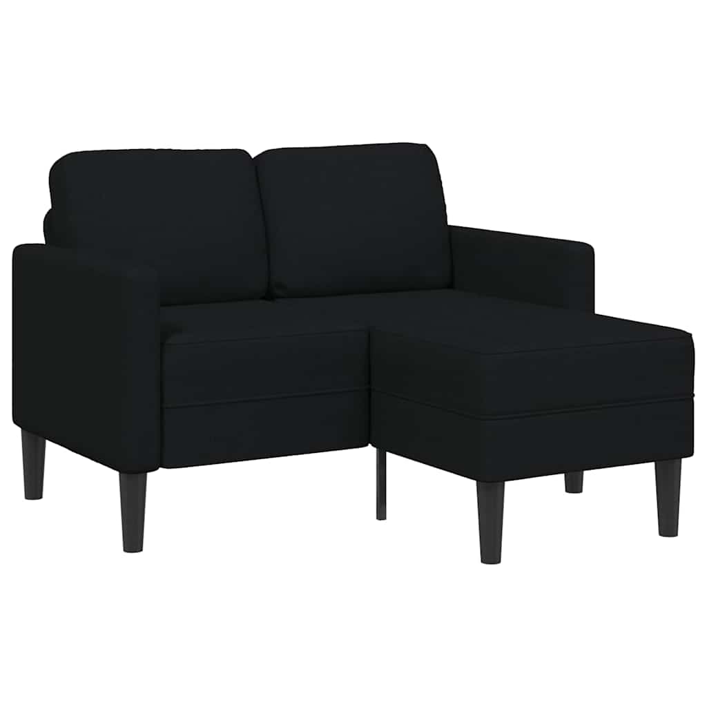 Canapé 2 places avec méridienne en L noir 125 cm tissu - XIOS