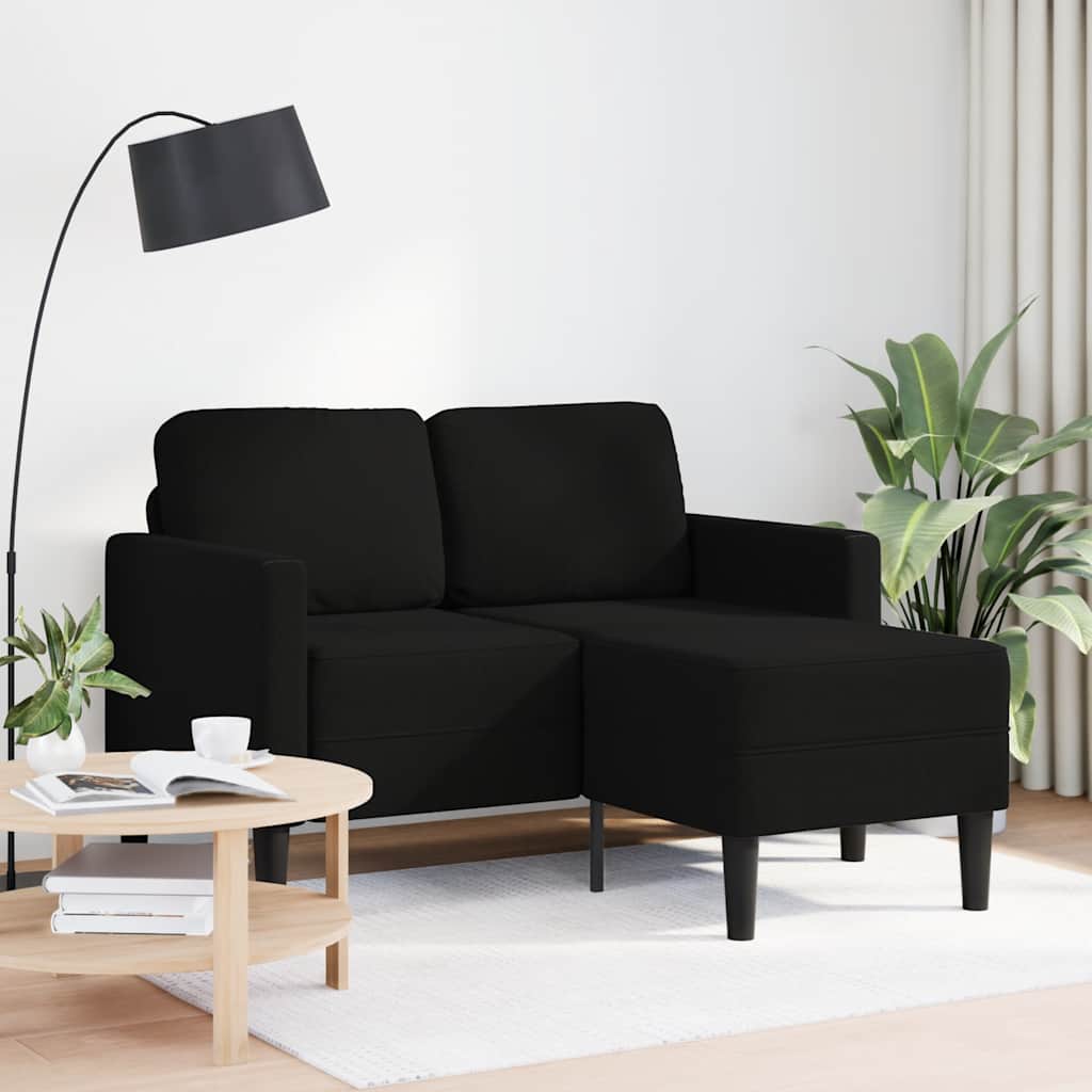 Canapé 2 places avec méridienne en L noir 125 cm tissu - XIOS
