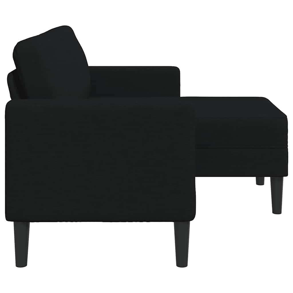Canapé 2 places avec méridienne en L noir 125 cm tissu - XIOS