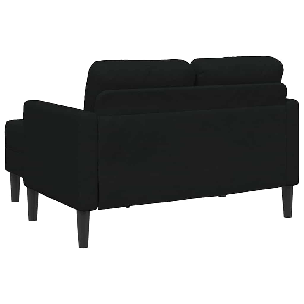 Canapé 2 places avec méridienne en L noir 125 cm tissu - XIOS