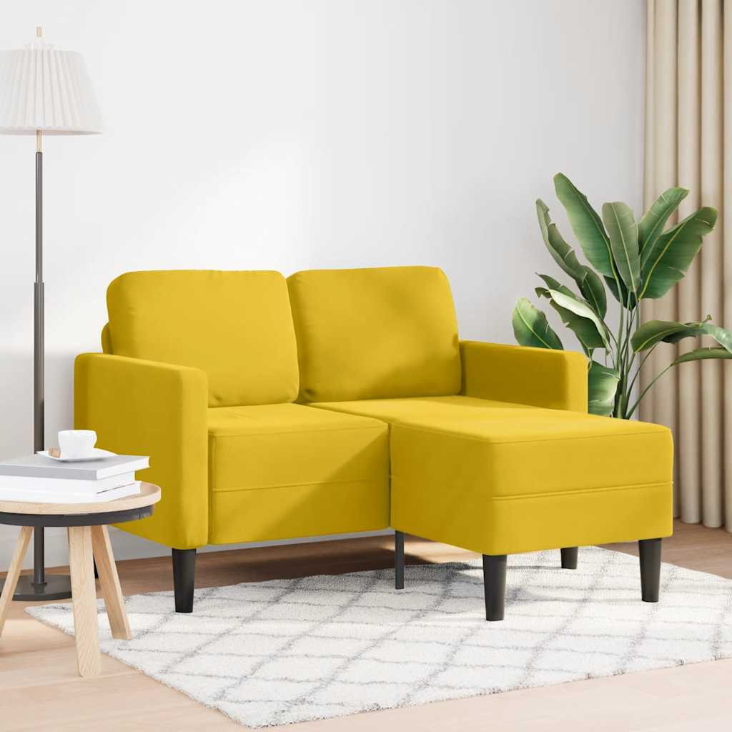 Canapé 2 places avec méridienne en L jaune 125 cm velours - XIOS