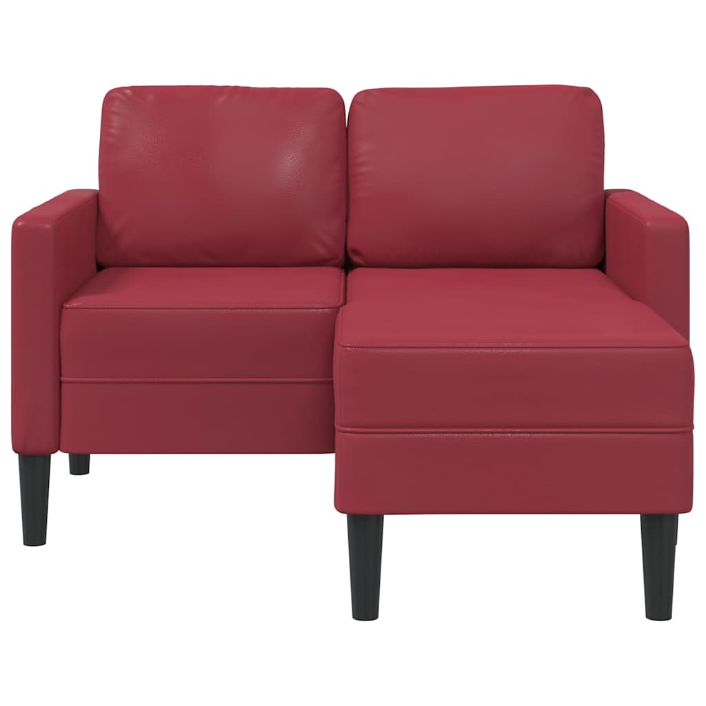 Canapé 2 places avec méridienne en L couleur bordeaux 125 cm en similicuir - XIOS