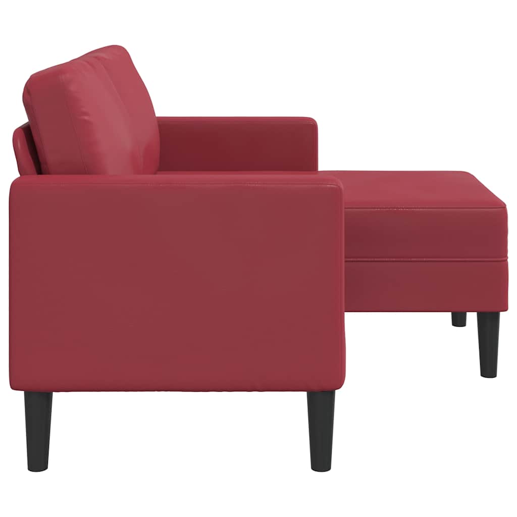 Canapé 2 places avec méridienne en L couleur bordeaux 125 cm en similicuir - XIOS