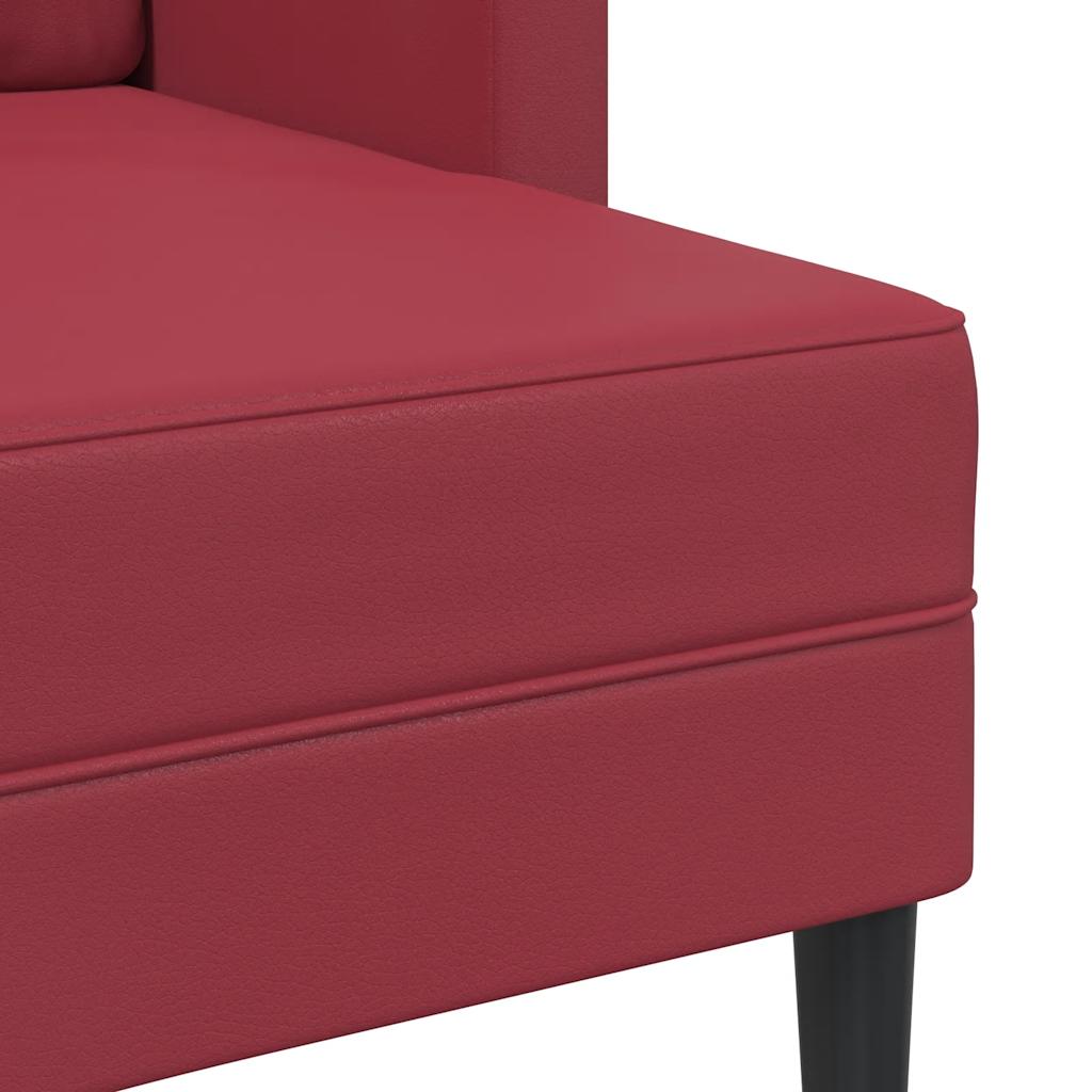 Canapé 2 places avec méridienne en L couleur bordeaux 125 cm en similicuir - XIOS