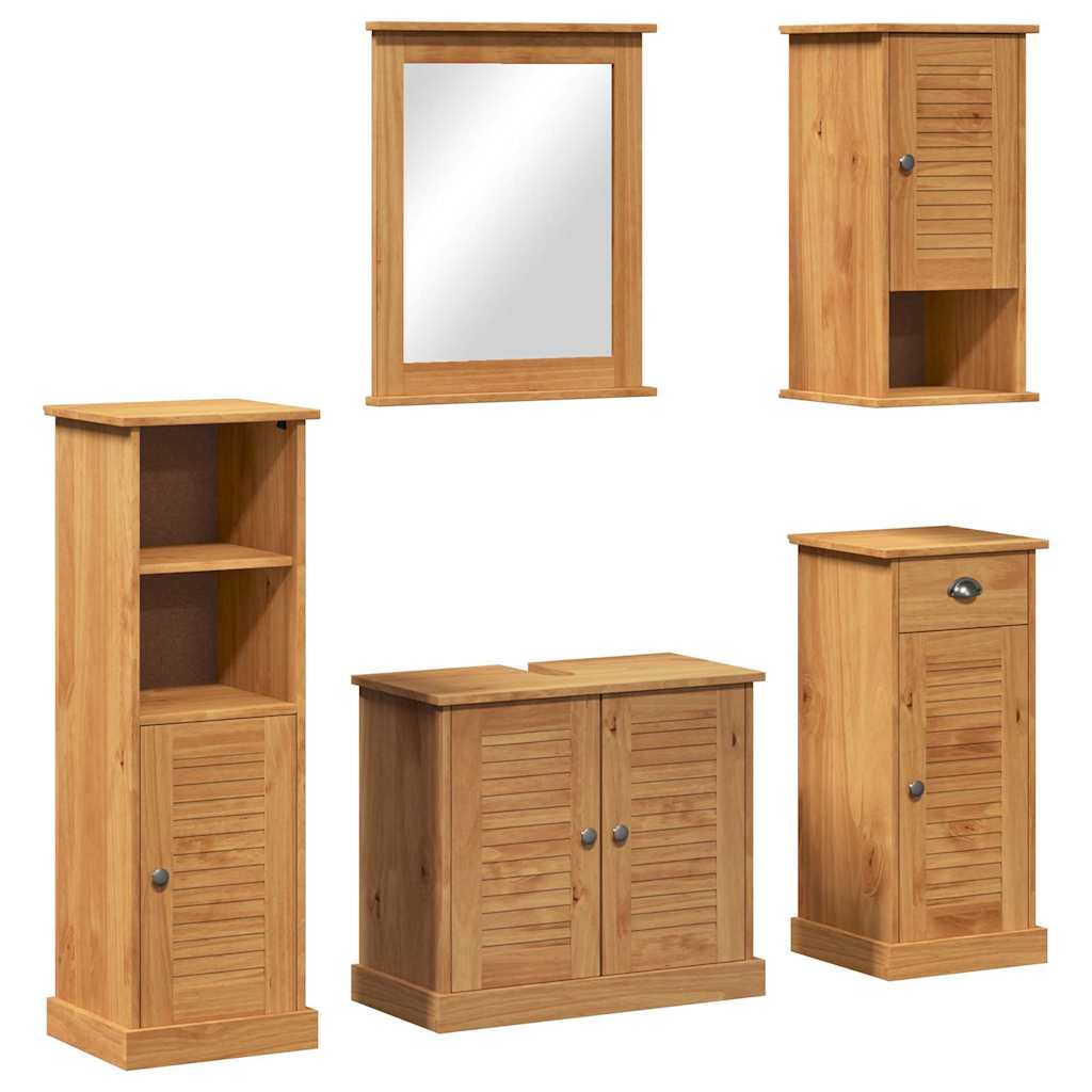 Ensemble de mobilier de salle de bain VIGO 5 pc Marron miel - XIOS