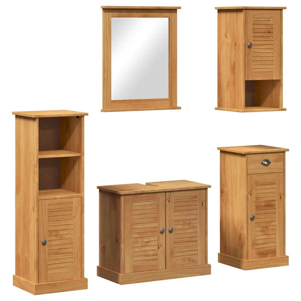 Ensemble de mobilier de salle de bain VIGO 5 pc Marron miel - XIOS