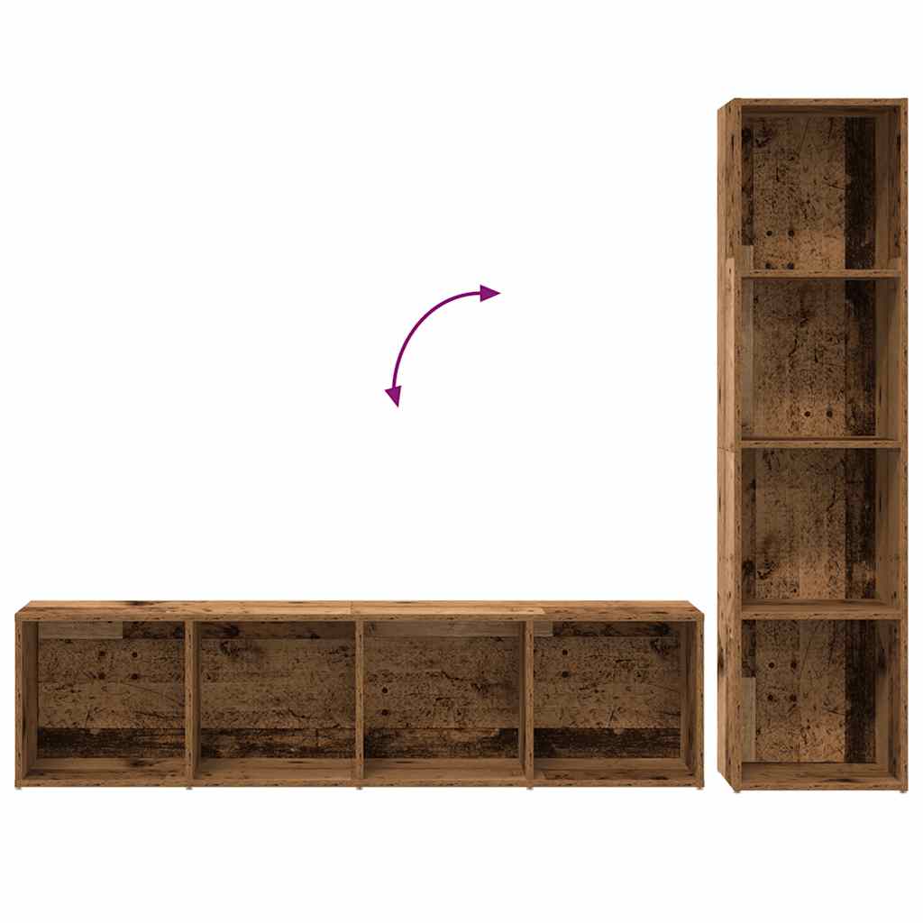 Bibliothèques 3 pcs vieux bois bois d'ingénierie - XIOS
