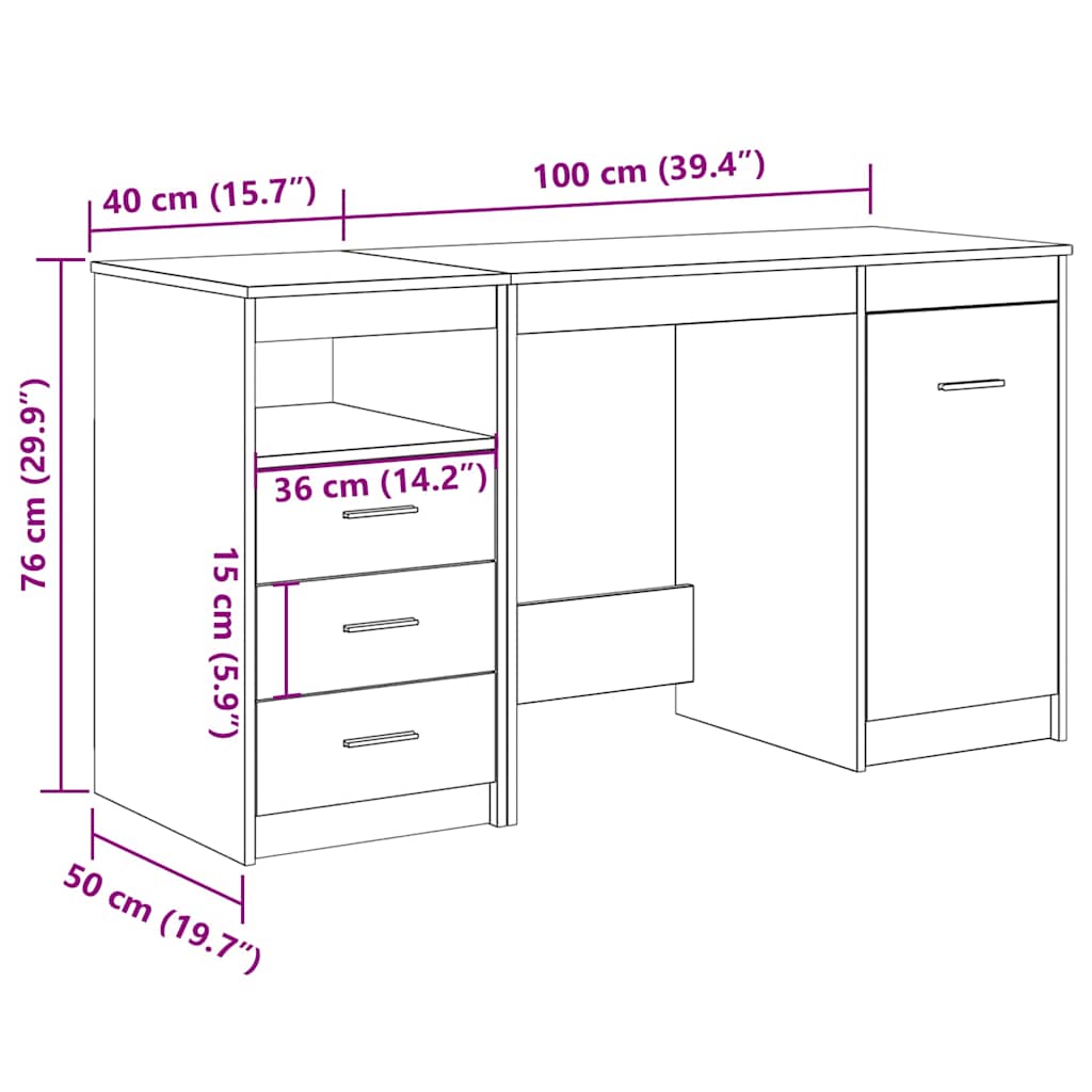 Bureau avec armoire en bois ancien et bois d'ingénierie - XIOS