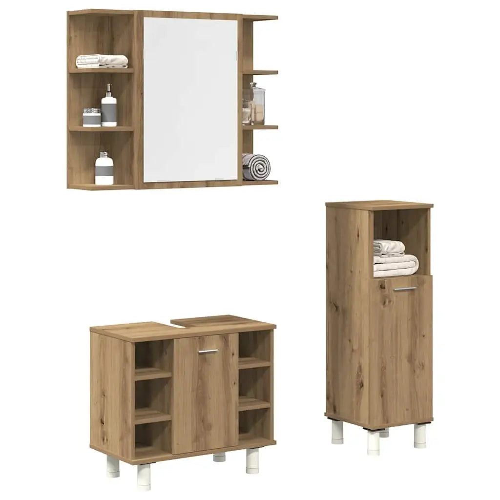 Ensemble de meubles salle de bain 3 pcs bois d’ingénierie - XIOS