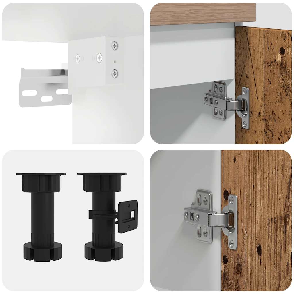 Ensemble de 4 meubles de cuisine "Lyon" en bois d'ingénierie vieilli - XIOS