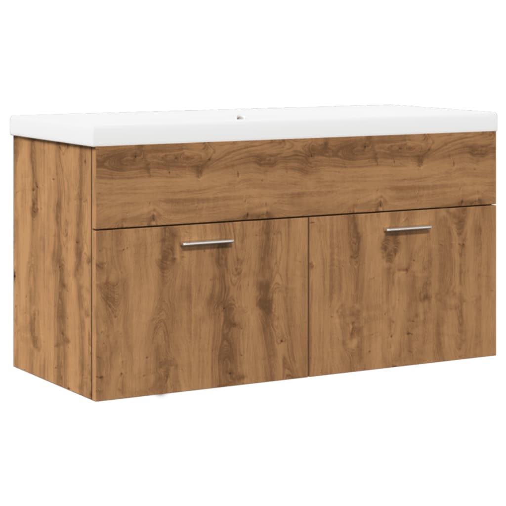 Armoire lavabo de bain avec bassin intégré chêne artisanal