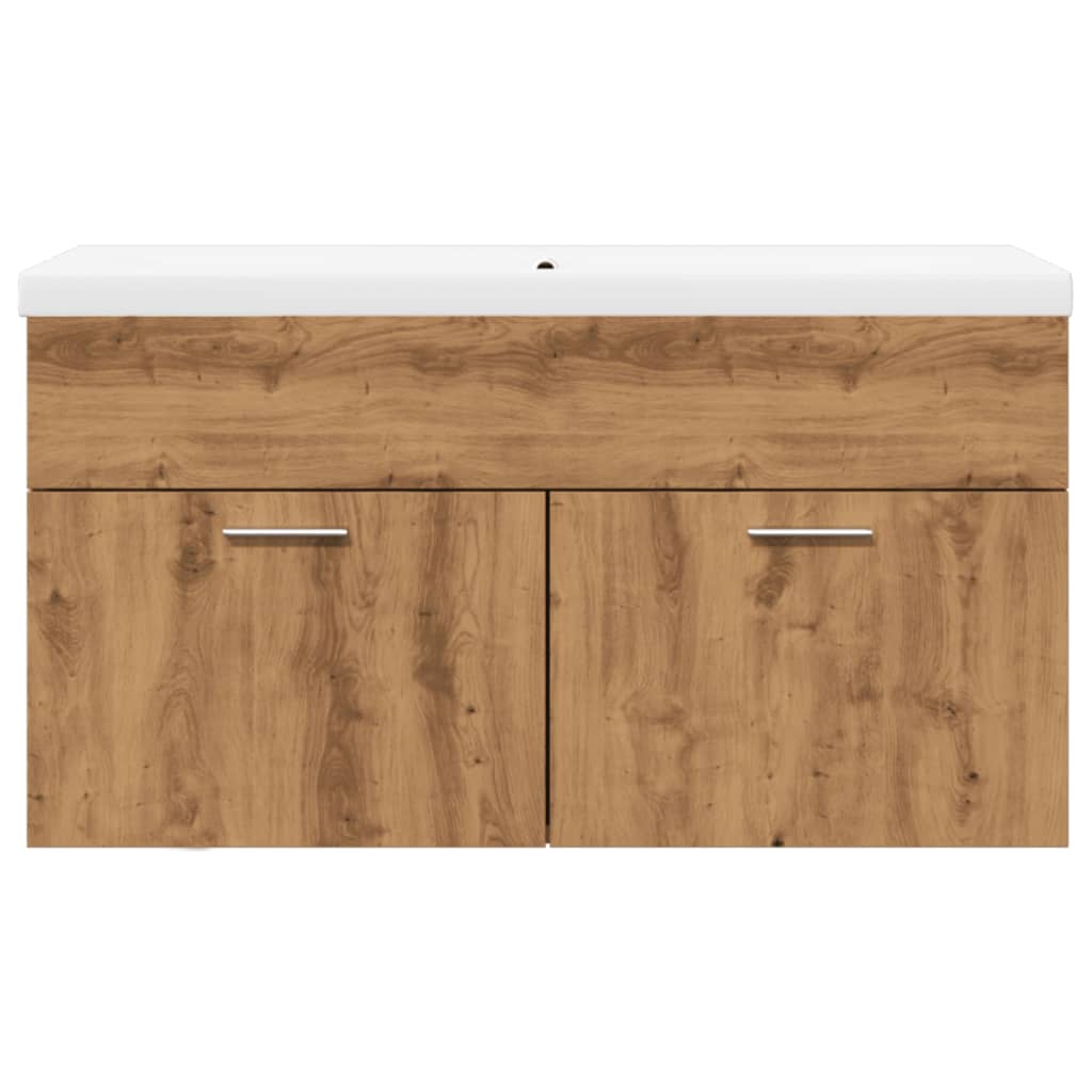 Armoire lavabo de bain avec bassin intégré chêne artisanal