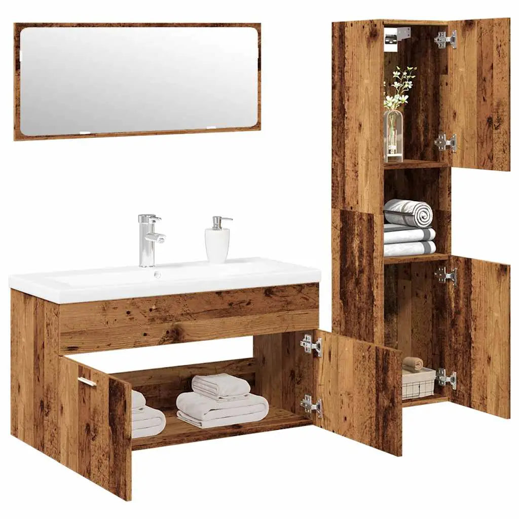 Ensemble de meubles salle de bain 4 pcs bois d’ingénierie - XIOS