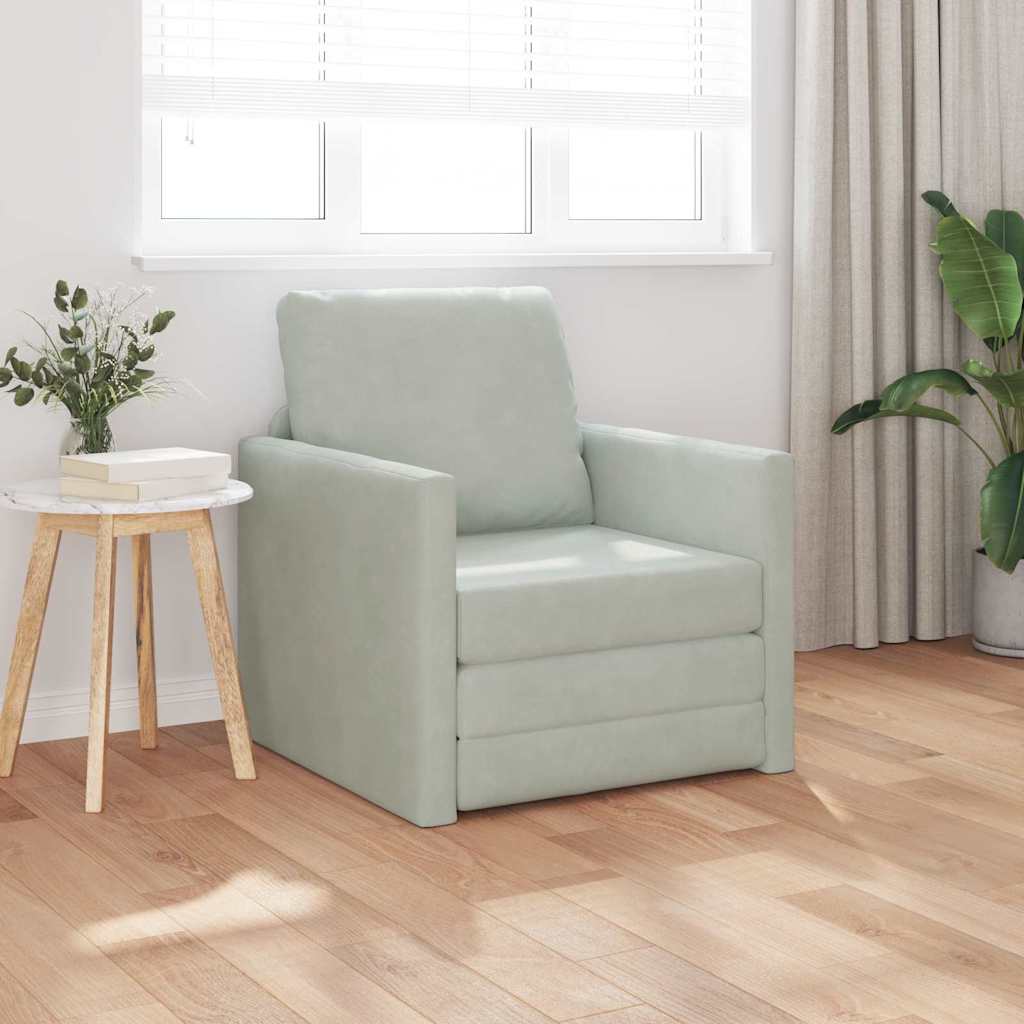 Canapé-lit avec coussin Gris clair 74 x 77 x 81 cm Velours - XIOS