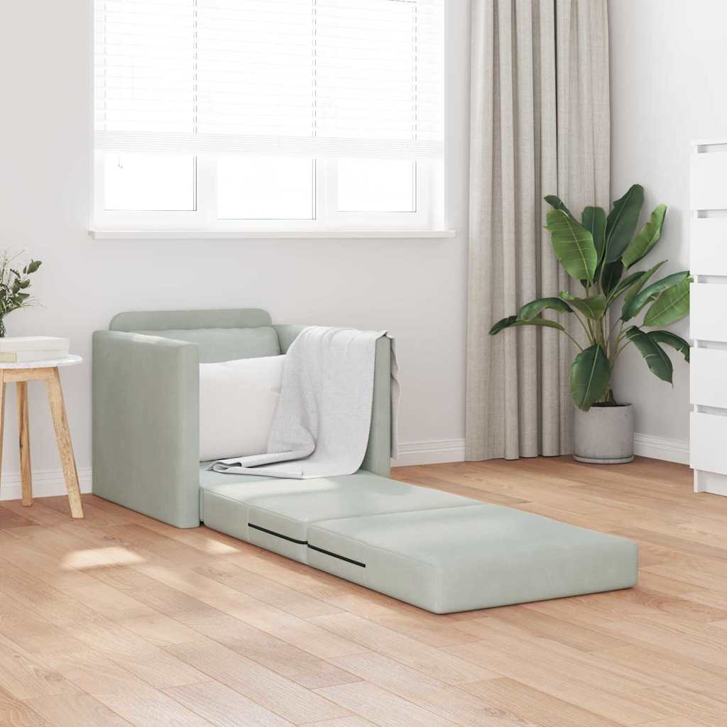 Canapé-lit avec coussin Gris clair 74 x 77 x 81 cm Velours - XIOS