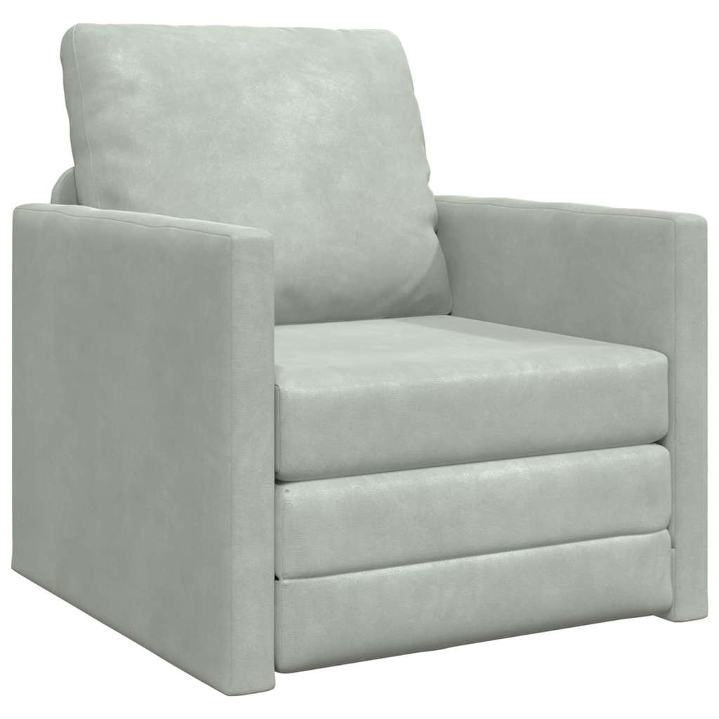 Canapé-lit avec coussin Gris clair 74 x 77 x 81 cm Velours - XIOS