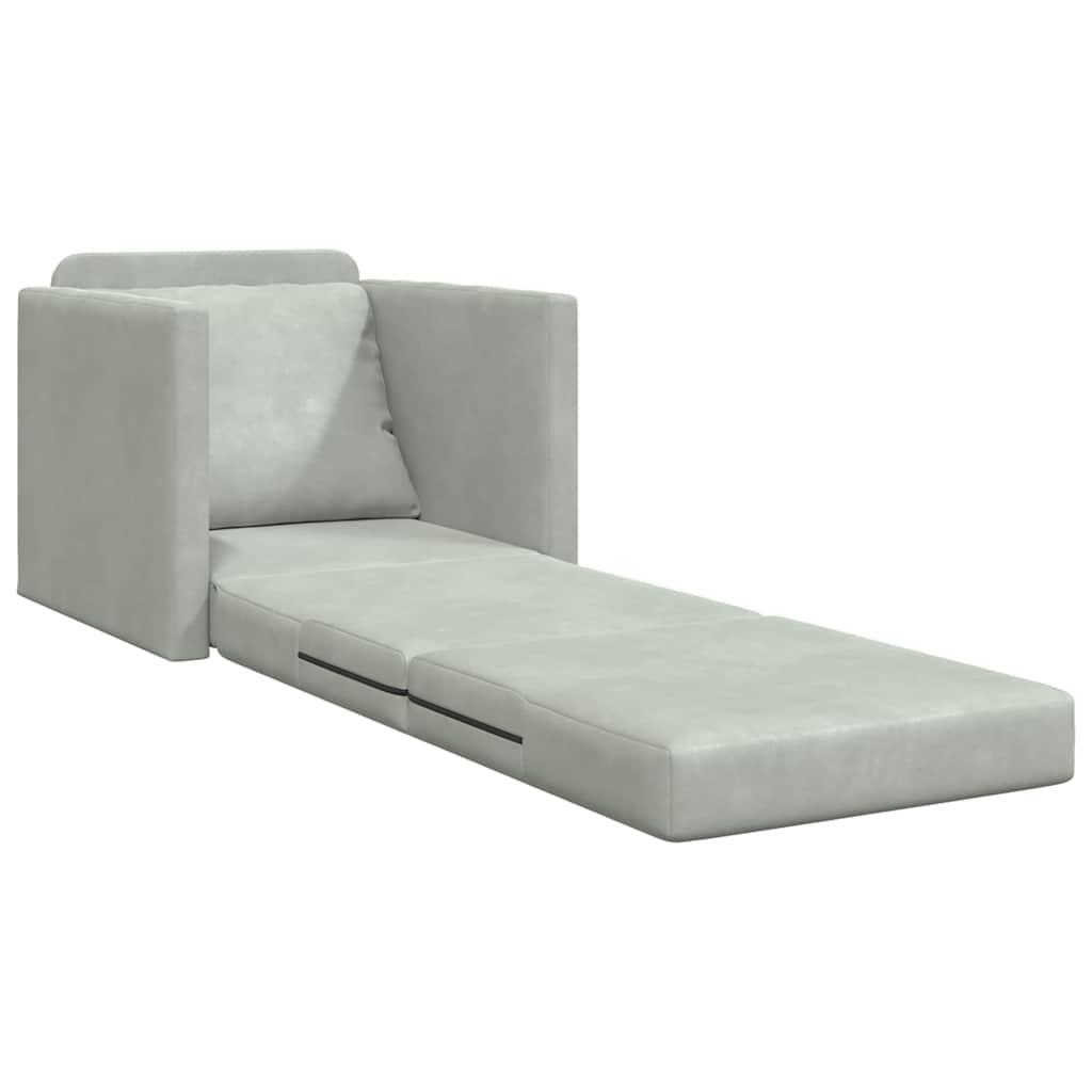 Canapé-lit avec coussin Gris clair 74 x 77 x 81 cm Velours - XIOS