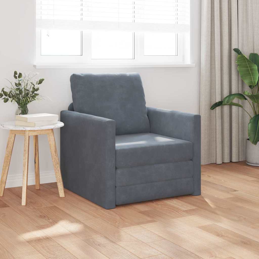 Canapé-lit avec coussin Gris foncé 74 x 77 x 81 cm Velours - XIOS