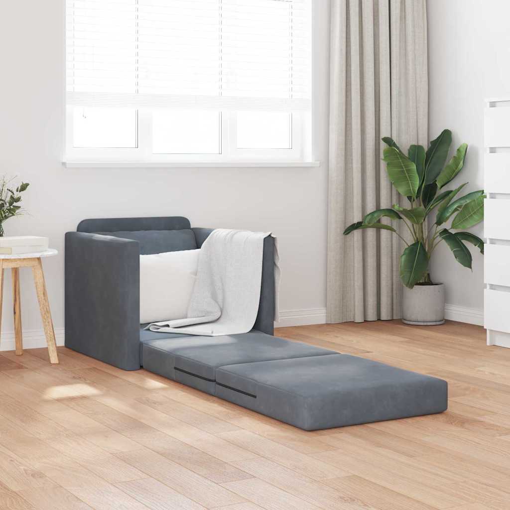 Canapé-lit avec coussin Gris foncé 74 x 77 x 81 cm Velours - XIOS