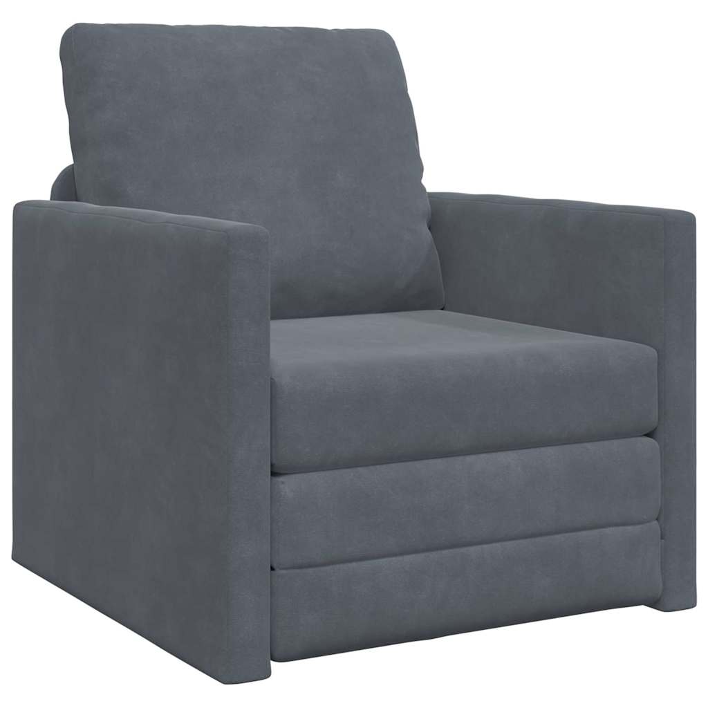 Canapé-lit avec coussin Gris foncé 74 x 77 x 81 cm Velours - XIOS