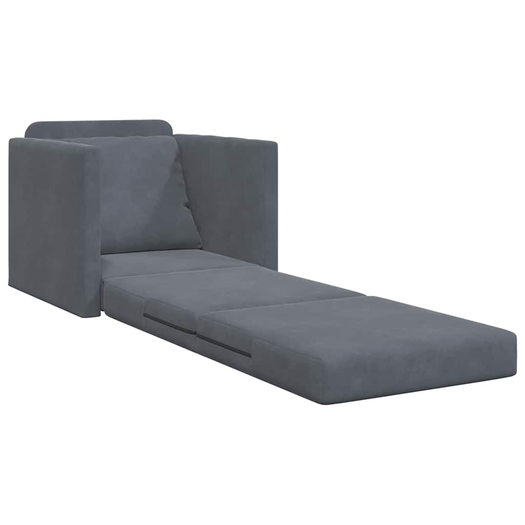 Canapé-lit avec coussin Gris foncé 74 x 77 x 81 cm Velours - XIOS