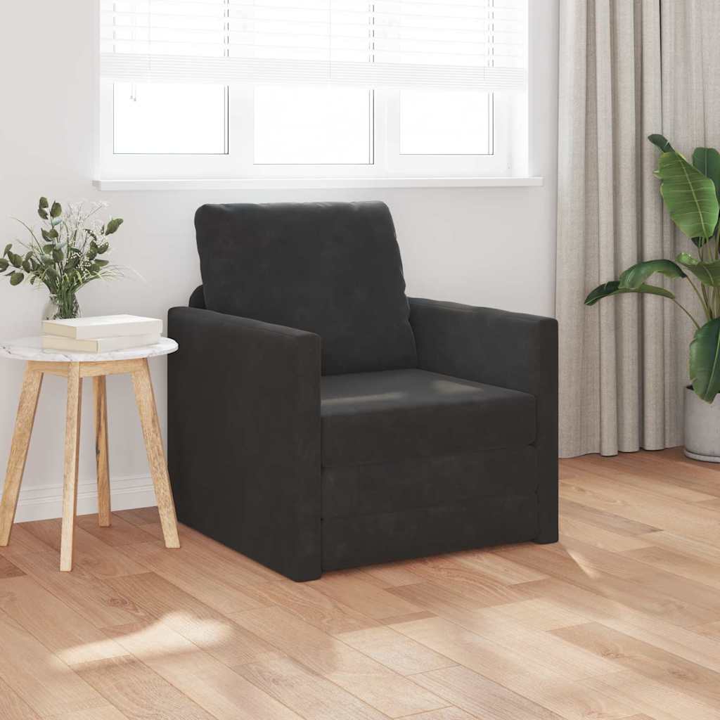 Canapé-lit avec coussin Noir 74 x 77 x 81 cm Velours - XIOS