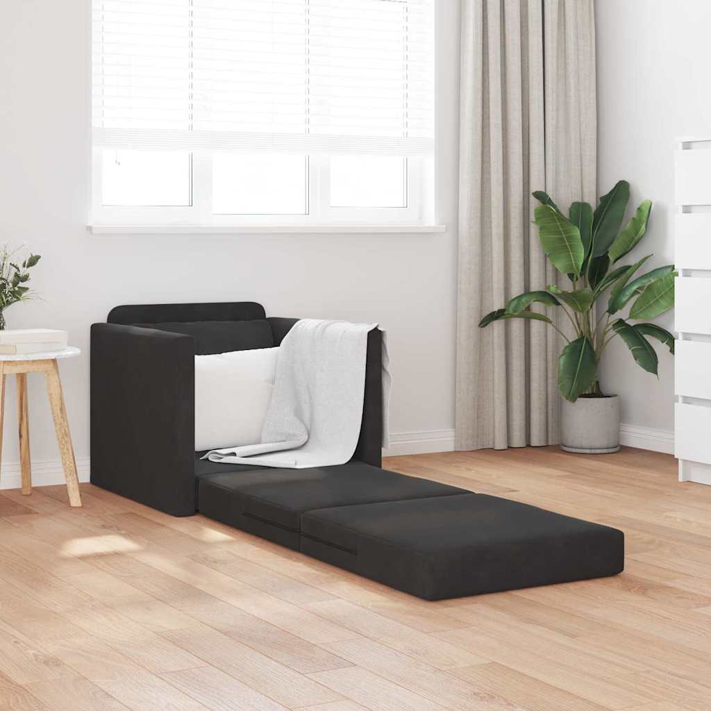 Canapé-lit avec coussin Noir 74 x 77 x 81 cm Velours - XIOS