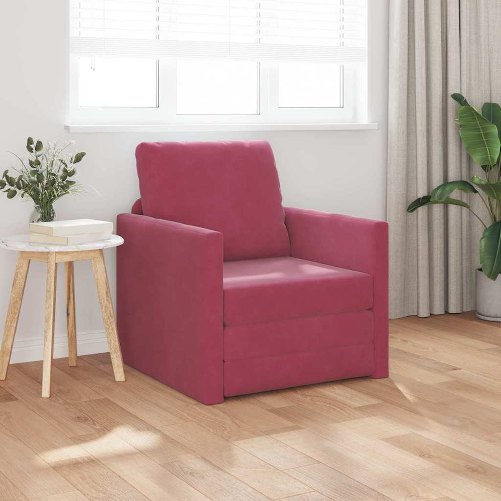 Canapé-lit avec coussin Rouge bordeaux 74 x 77 x 81 cm Velours - XIOS