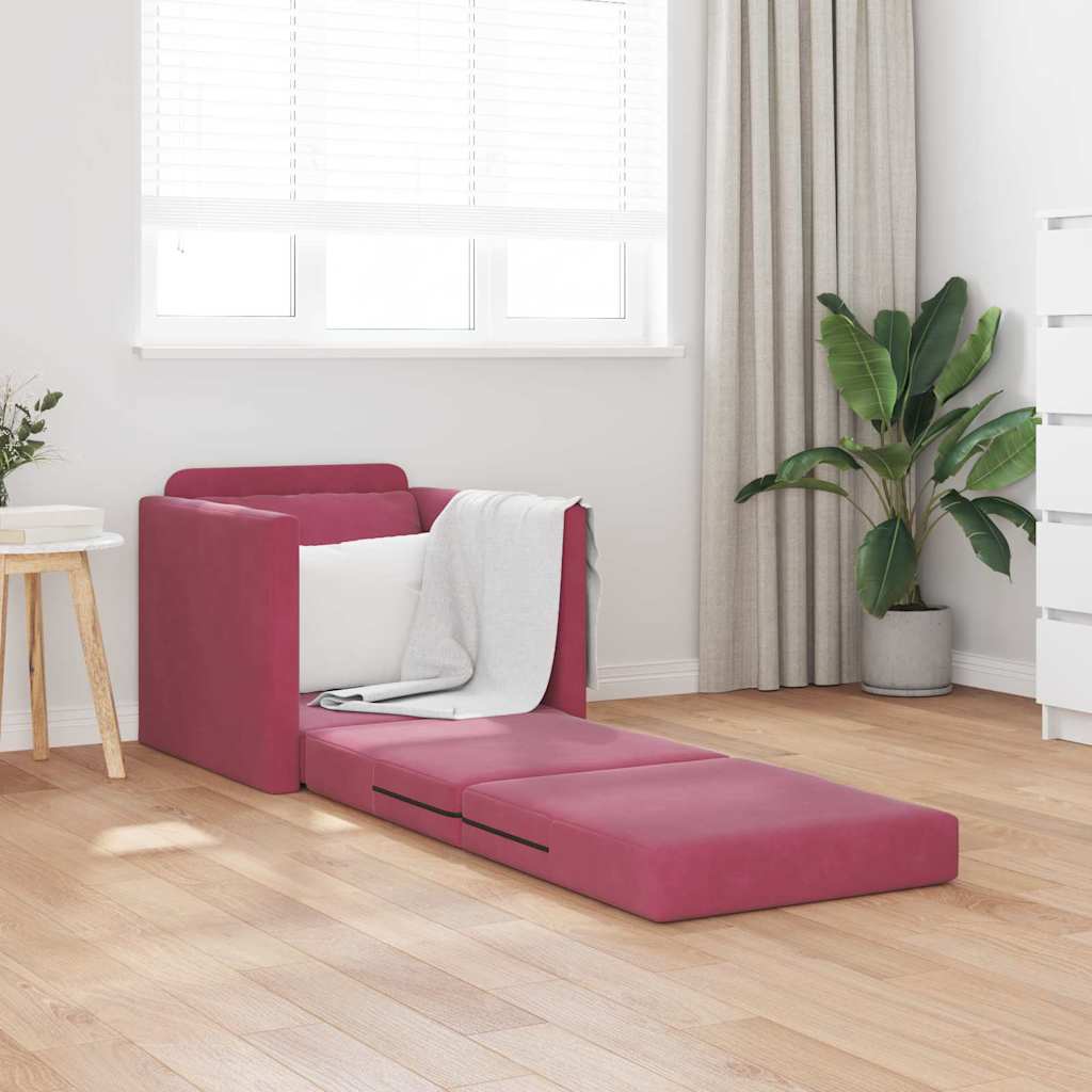 Canapé-lit avec coussin Rouge bordeaux 74 x 77 x 81 cm Velours - XIOS