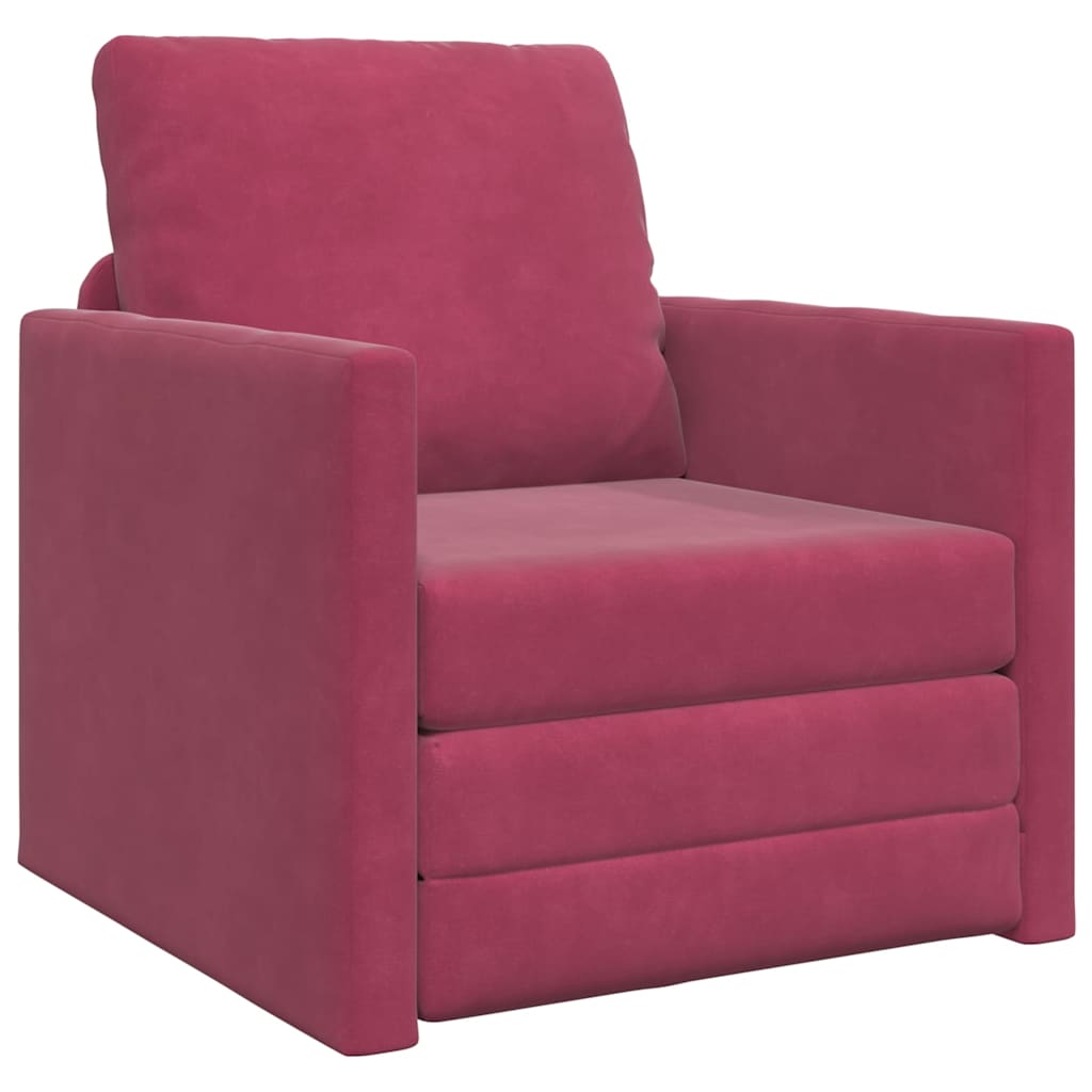 Canapé-lit avec coussin Rouge bordeaux 74 x 77 x 81 cm Velours - XIOS