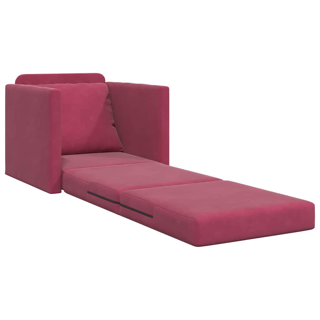Canapé-lit avec coussin Rouge bordeaux 74 x 77 x 81 cm Velours - XIOS