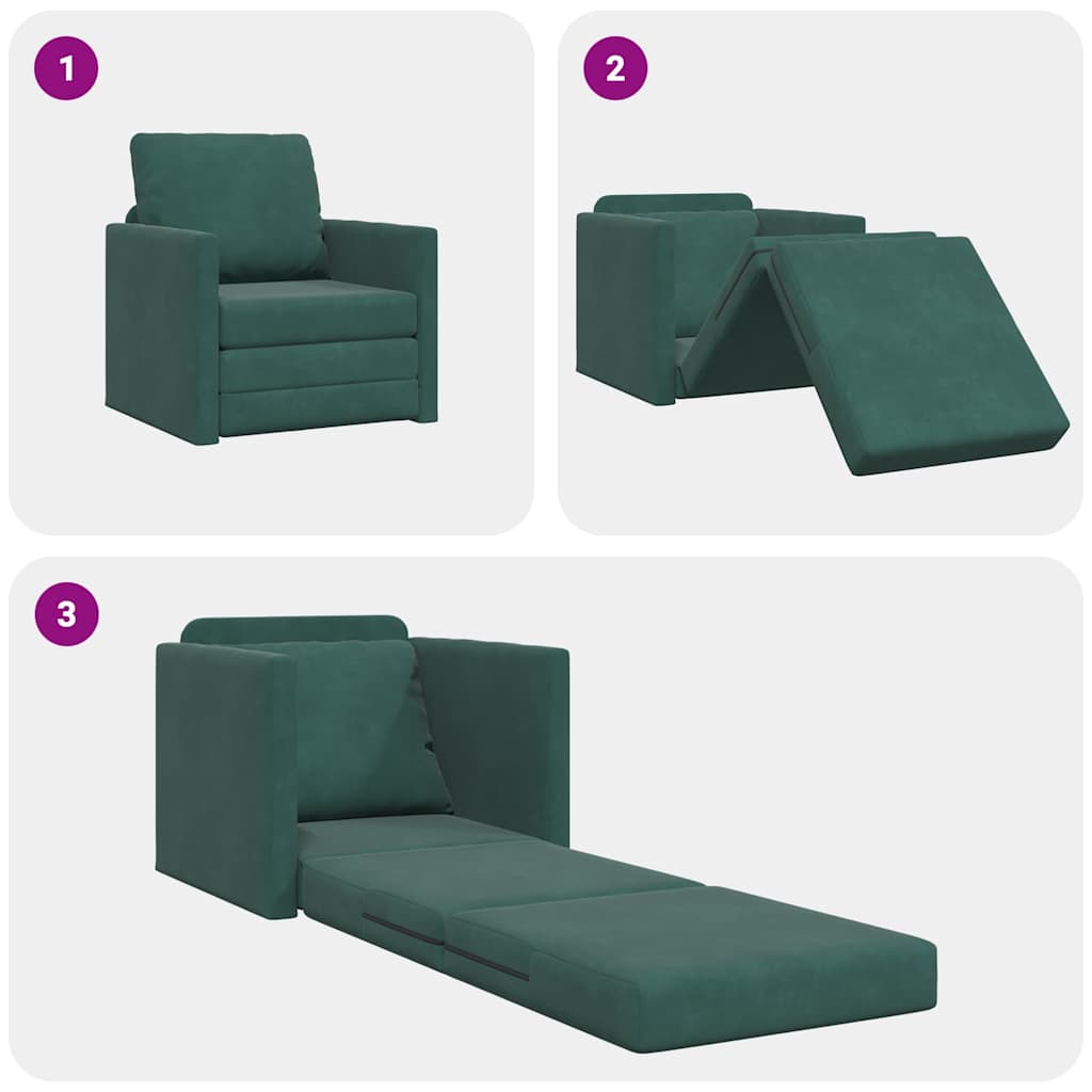 Canapé-lit avec coussin Vert foncé 74 x 77 x 81 cm Velours - XIOS