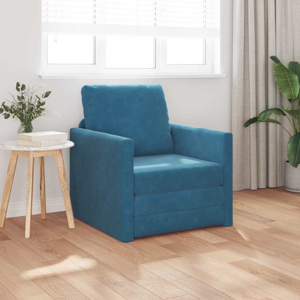 Canapé-lit avec coussin Bleu 74 x 77 x 81 cm Velours - XIOS