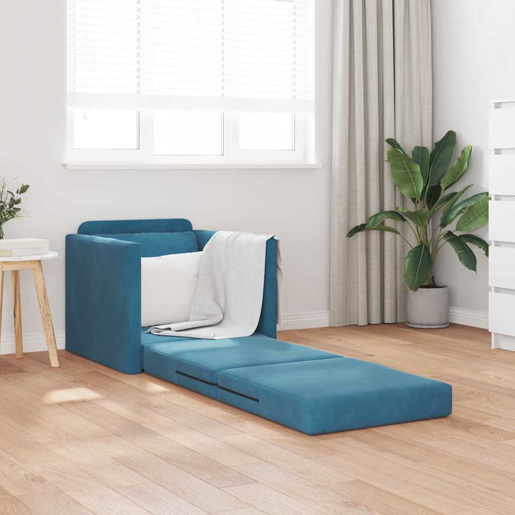 Canapé-lit avec coussin Bleu 74 x 77 x 81 cm Velours - XIOS