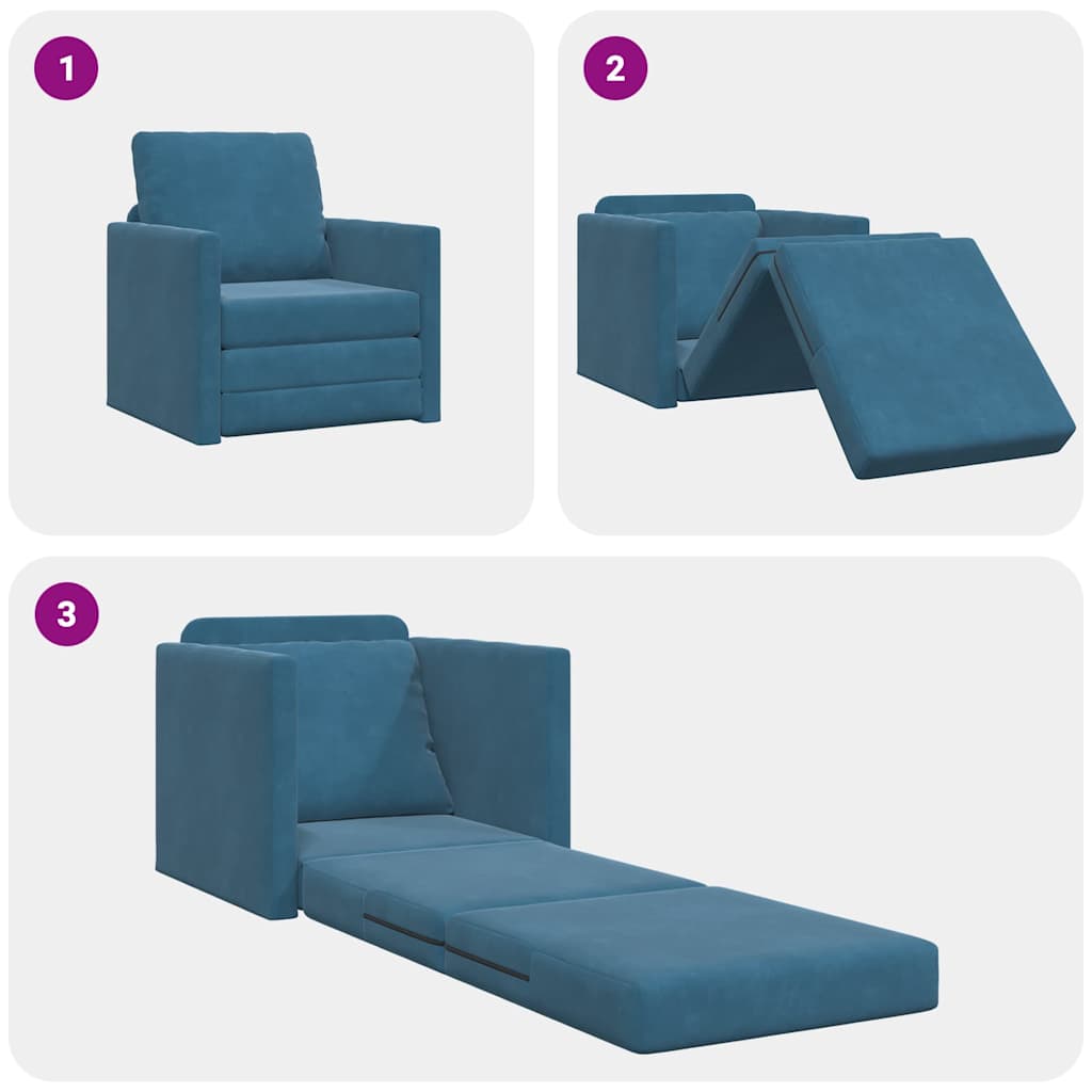 Canapé-lit avec coussin Bleu 74 x 77 x 81 cm Velours - XIOS