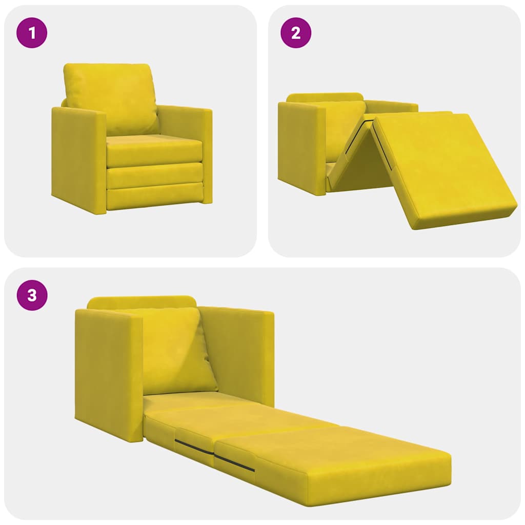 Canapé-lit avec coussin Jaune foncé 74 x 77 x 81 cm Velours - XIOS