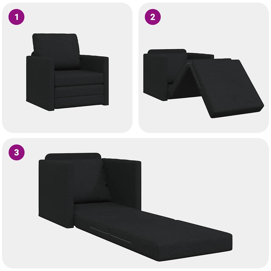 Canapé-lit avec coussin Noir 74 x 77 x 81 cm tissu - XIOS