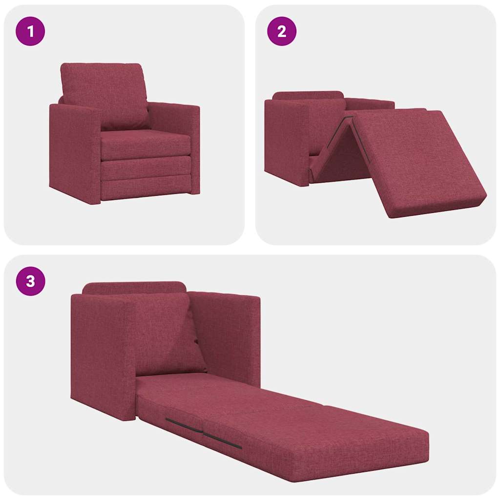 Canapé-lit avec coussin Rouge bordeaux 74 x 77 x 81 cm tissu - XIOS