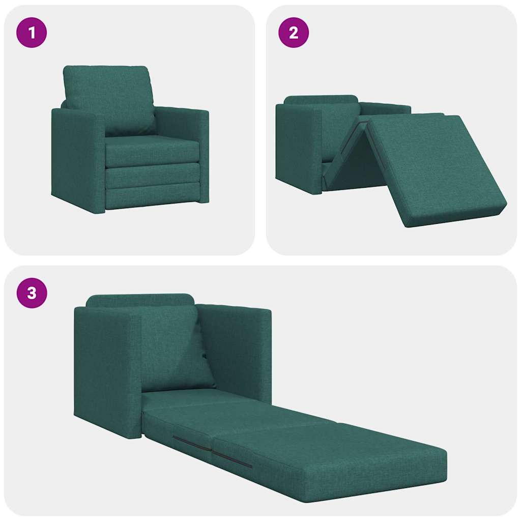 Canapé-lit avec coussin Vert foncé 74 x 77 x 81 cm tissu - XIOS