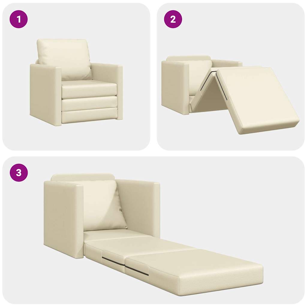 Sofa Lit de Sol avec coussin Crème 74 x 77 x 81 cm Faux cuir - XIOS