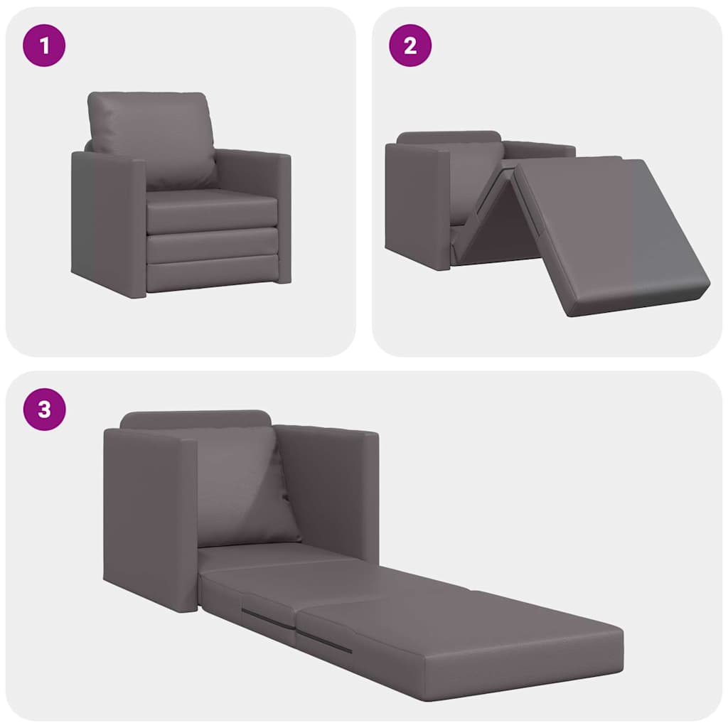 Sofa Lit de Sol avec coussin Gris 74 x 77 x 81 cm Faux cuir - XIOS